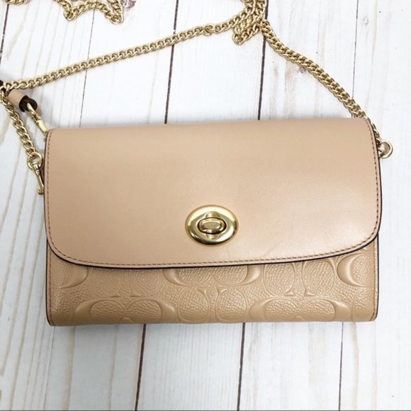 Coach Turnlock Chain Crossbody Fold Over Handbag - Picture 2 of 4